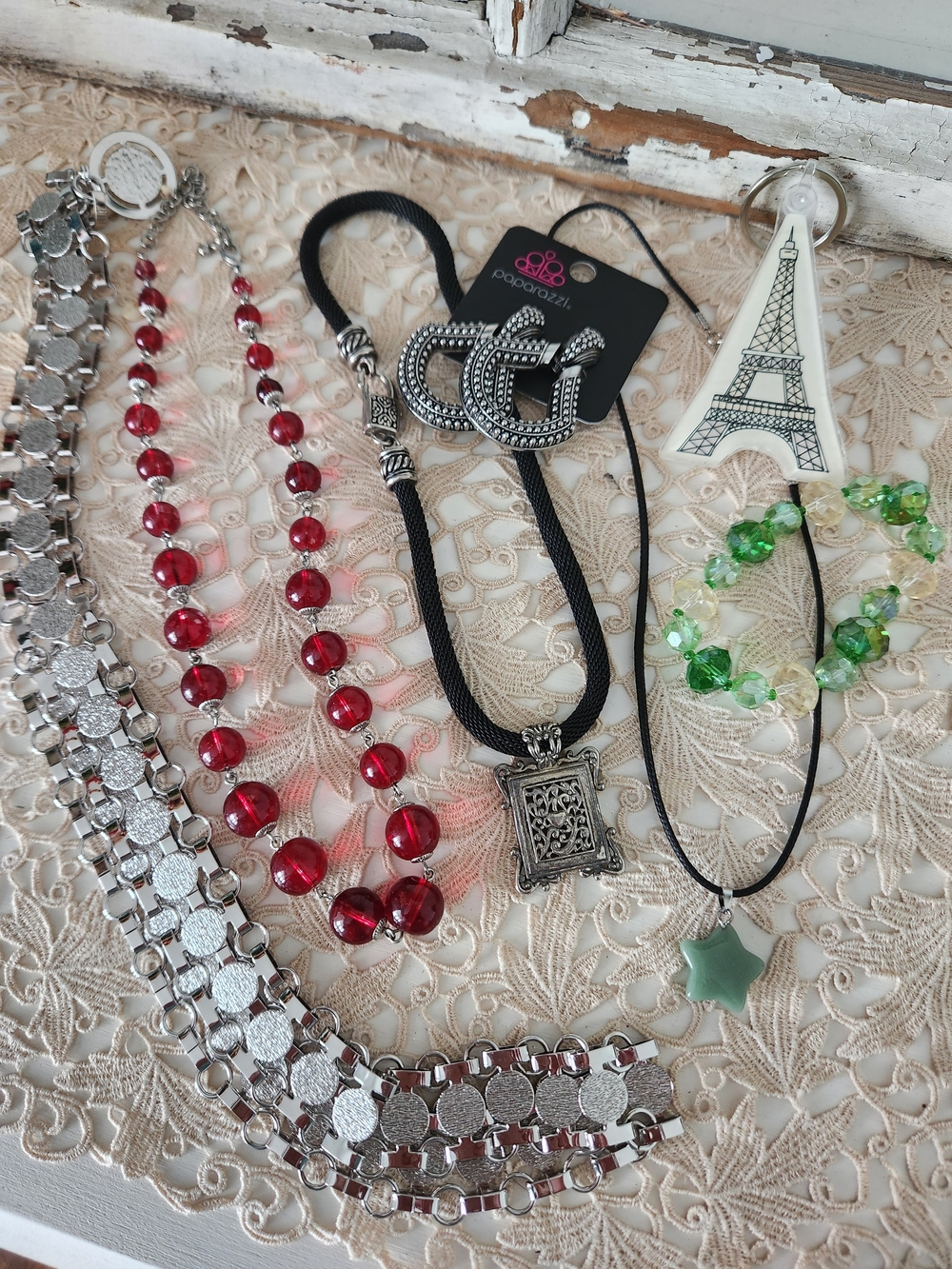 Paparazzi Black Cord Necklace with Silver Double-G & Ornate Pendant & Other Jems